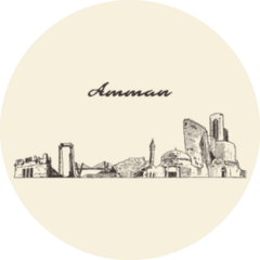 Amman Skyline, Jordan, Hand Drawn Sticker