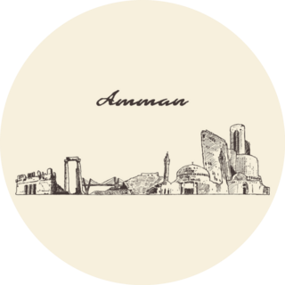Amman Skyline, Jordan, Hand Drawn Sticker