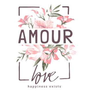 Amour Love Slogan On Pink Bouquet Of Flowers French Sticker