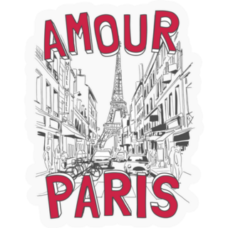 Amour Paris France Slogan Sketch Illustration Sticker
