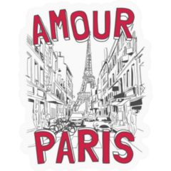 Amour Paris France Slogan Sketch Illustration Sticker