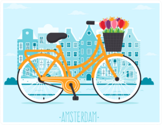 Amsterdam Bike Flower Sticker