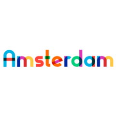 Amsterdam City In Netherlands Colorful Calligraphy Sticker