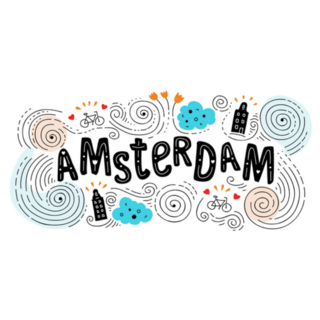 Amsterdam City In Van Gogh Style Lettering Sticker