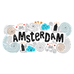 Amsterdam City In Van Gogh Style Lettering Sticker