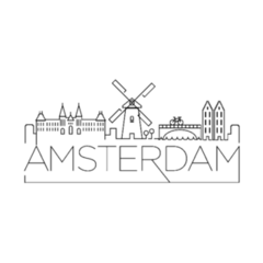 Amsterdam City, Netherlands Silhouette Typographic Sticker