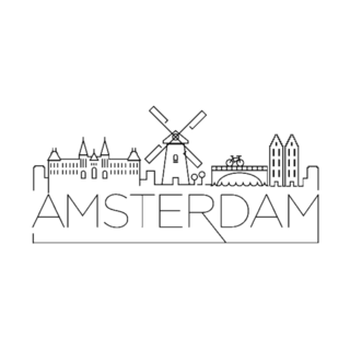 Amsterdam City, Netherlands Silhouette Typographic Sticker