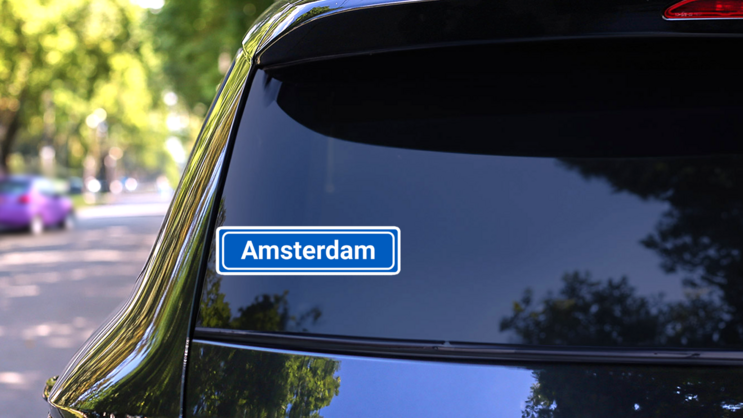 Amsterdam City Sign Sticker on a Rear Car Window (New) example
