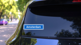 Amsterdam City Sign Sticker on a Rear Car Window (New) example