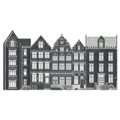 Amsterdam Houses Hand Drawn Monochrome Sticker