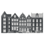 Amsterdam Houses Hand Drawn Monochrome Sticker