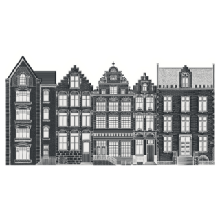 Amsterdam Houses Hand Drawn Monochrome Sticker