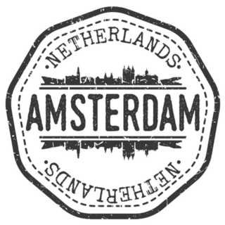 Amsterdam, Netherlands Stamp Skyline Postmark Sticker