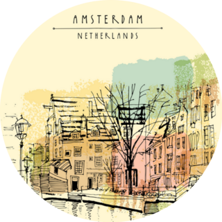 Amsterdam, Netherlands View Of Old Center With Bicycles Sticker