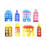 Amsterdam Watercolor Houses Set Sticker
