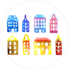 Amsterdam Watercolor Houses Set Sticker