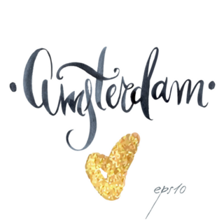 Amsterdam With Yellow Heart Sticker