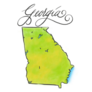An Illustrated Map Of Georgia Lettering Sticker