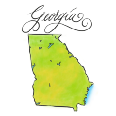 An Illustrated Map Of Georgia Lettering Sticker