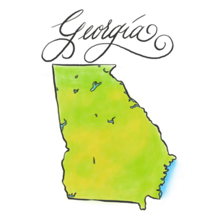An Illustrated Map Of Georgia Lettering Sticker