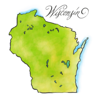 An Illustrated Map Of Wisconsin Lettering Sticker