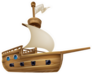 An Illustration Of A Cartoon Sailing Ship Boat Sticker