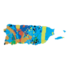 An Illustration Of A Colourfully Filled Outline Of Puerto Rico Sticker