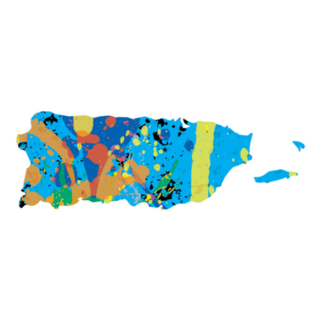 An Illustration Of A Colourfully Filled Outline Of Puerto Rico Sticker