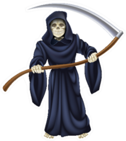An Illustration Of A Grim Reaper Death Character Sticker