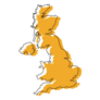 An Illustration Of The Uk Orange Map Silhouette Sticker