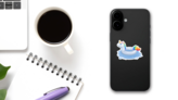 An Inflatable Pool Ring Shaped Like A White Unicorn Sticker on a Phone (New) example