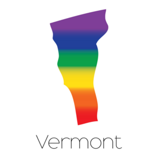An Lgbt Flag Inside The State Of Vermont Text Sticker