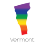 An Lgbt Flag Inside The State Of Vermont Text Sticker