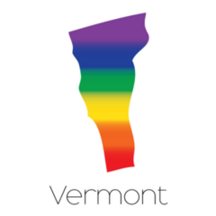 An Lgbt Flag Inside The State Of Vermont Text Sticker