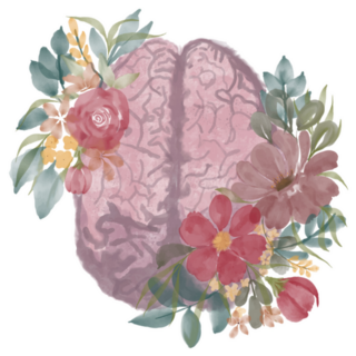 Anatomy Of The Brain With Flowers Sticker