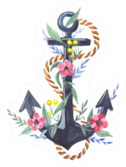 Anchor With Flowers Sticker