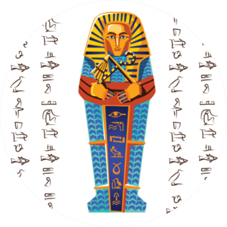 Ancient Egypt Cartoon Illustration Pharaoh Sarcophagus Sticker