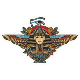 Ancient Egypt Golden Pharaoh, Sun Eye And Wings Horus God Sticker