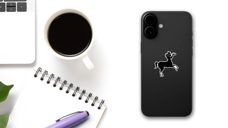 Ancient Greece Mythology Centaur Sticker on a Phone (New) example