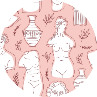 Ancient Greece Sculpture Pattern On Pink Sticker
