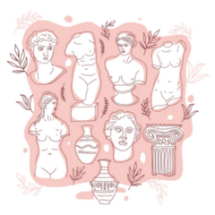 Ancient Greece Set Of Traditional Sculptures Illustration Sticker