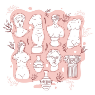 Ancient Greece Set Of Traditional Sculptures Illustration Sticker