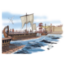 Ancient Greece Warships Arrive In Port Illustration Sticker