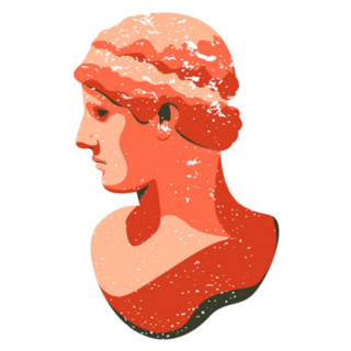 Ancient Greek Sculpture Orange Illustration Sticker