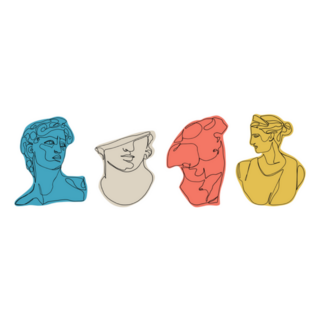 Ancient Greek Sculptures One Continuous Line Sticker