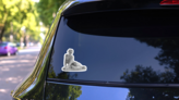 Ancient Marble Statue Of A Nude Woman Antique Sticker on a Rear Car Window (New) example