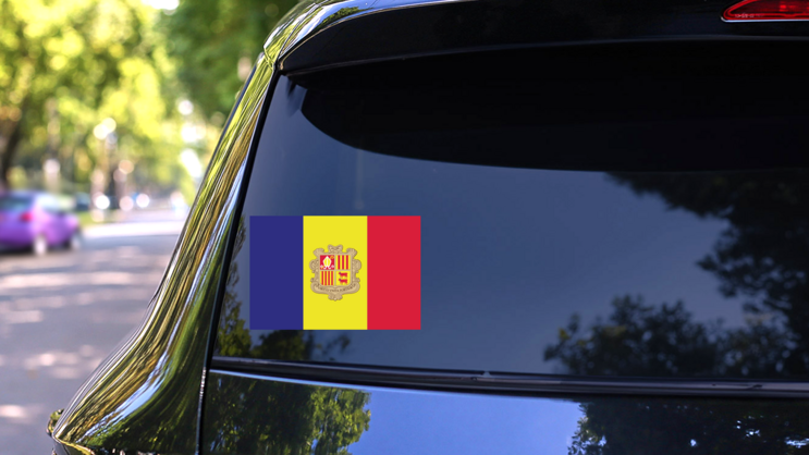 Andorra Flag Sticker on a Rear Car Window (New) example