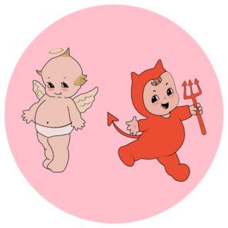 Angel And Devil Baby Sticker