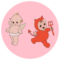 Angel And Devil Baby Sticker