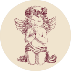 Angel Prays On His Knees Hand Drawn Sticker